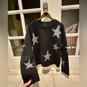 Aqua Black and Gray Star Sweater